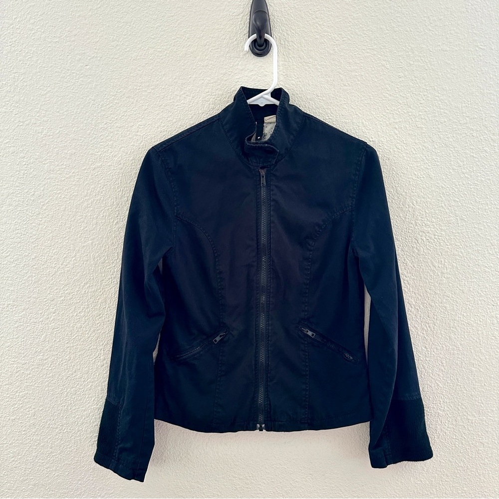 H&M Black Zip-Up Jacket Biker Style Minimalist Streetwear Moto‎ 6